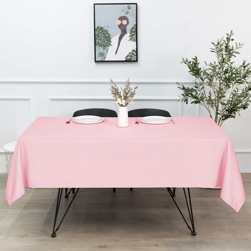 sancua Rectangle Tablecloth - 60 x 120 Inch - Stain and Wrinkle Resistant Washable Polyester Table Cloth  Decorative Fabric Table Cover for Dining Tables  Buffet Parties and Camping  Pink - Image 3